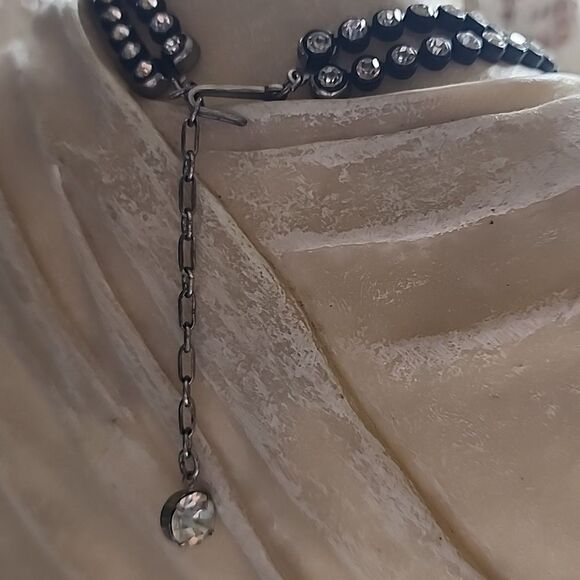 Vintage Choker Style Double Strand Rhinestone Necklace - Picture 4 of 8
